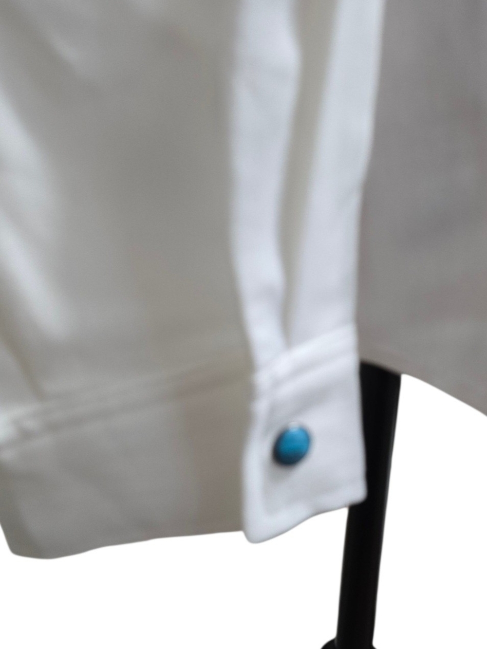 Boot Stich Embroidered White Top With Turquise Snaps NEW BOUTIQUE ITEM - Picture 7 of 9